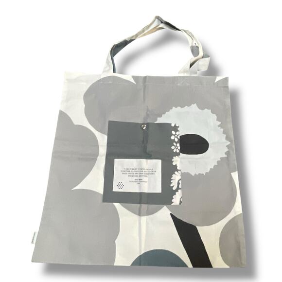 Marimekko Pieni Unikko Tote Bag Floral Poppy Canvas Shop Holiday Vacation Gray - Picture 3 of 15